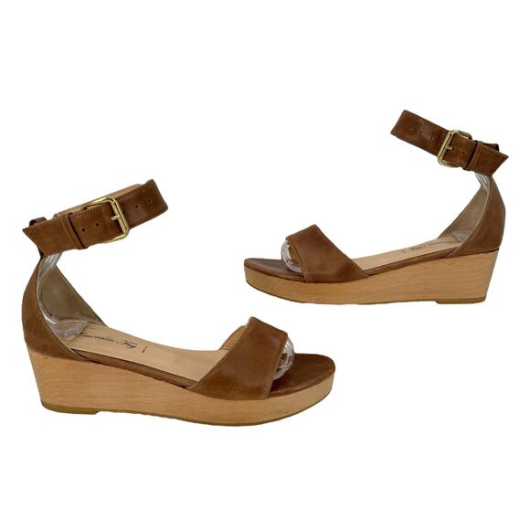 Emerson Fry Ankle Strap Wedge Platform Sandal Women's SZ 7 Brown Resort Summer - Picture 3 of 12